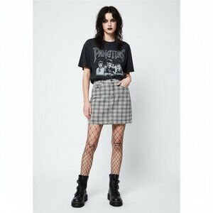 Memphis Juniors Gray Plaid Denim Skirt Size 5 Vintage Grunge Dark Academia